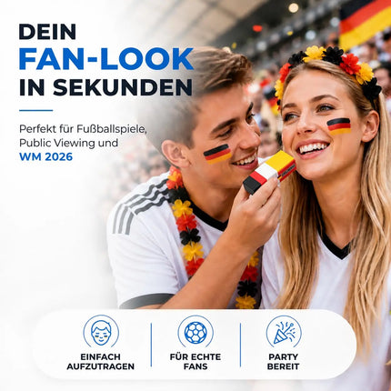 Schminkstift Deutschland Fan schwarz, rot, gelb (Gold), als Deko, Dekoration, Partydeko für Fußball WM 2026