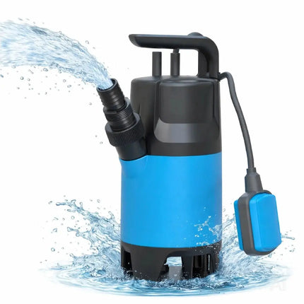 Schmutzwasserpumpe 400 Watt 7500 l/h – Tauchpumpe flachsaugend für Überschwemmung & Hochwasser, 5 m Förderhöhe, 4 m Tauchtiefe, 10 m Kabel, Thermoschutz, Noryllaufrad