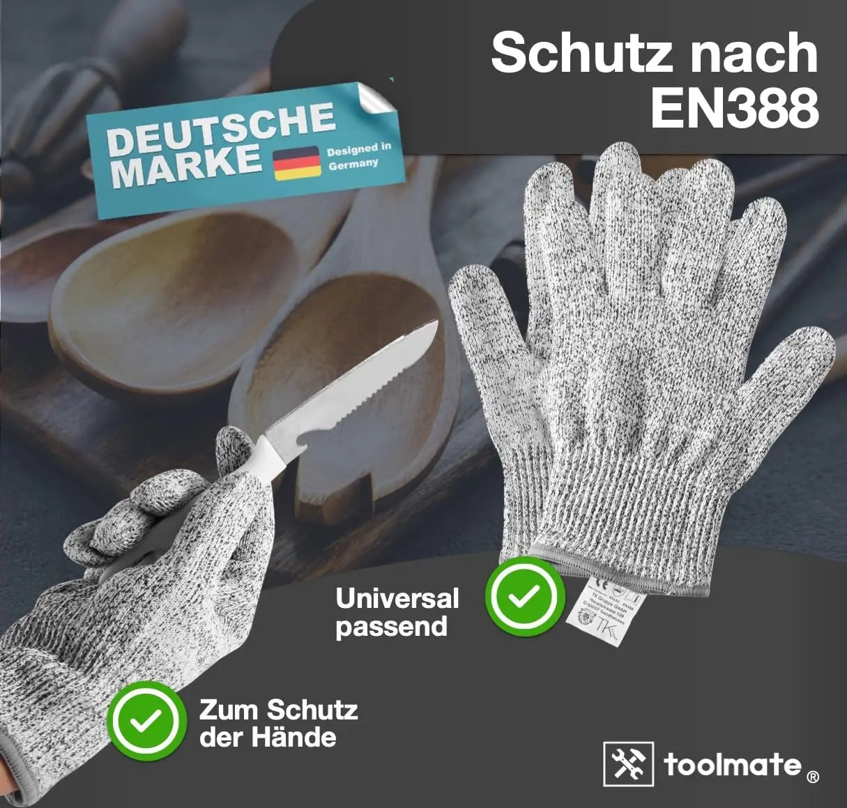 Schnittschutzhandschuhe Größe 10 | Cut Cover 3 Von Bradas | EN388 Level 3 Schnittfest | Atmungsaktiv & Leicht | Arbeitshandschuhe