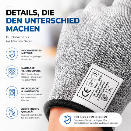 Schnittschutzhandschuhe EN 388 - Unisex Größe 10 - Schnittfeste Handschuhe & Küchenhandschuhe