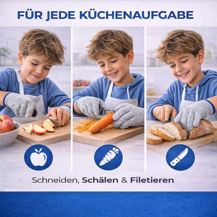 Schnittschutzhandschuhe EN 388 – schnittfest für Küche – Kinder ab 8 Jahren – Schnittschutz Handschuhe & Kettenhandschuhe
