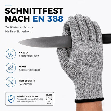 Schnittschutzhandschuhe EN 388 – schnittfest für Küche – Kinder ab 8 Jahren – Schnittschutz Handschuhe & Kettenhandschuhe
