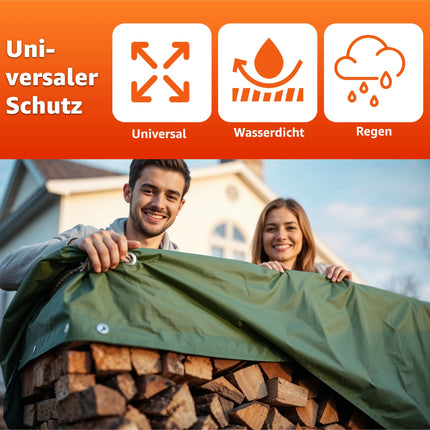 Schutzplane 150 g/m² grün - Allzweck Plane & Gartenplane - wasserdichte Plane mit Ösen, Bauplane & Zeltplane für Camping & Garten