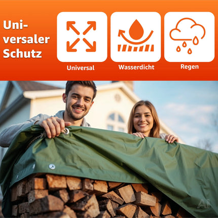Schutzplane 150 g/m² grün - Allzweck Plane & Gartenplane - wasserdichte Plane mit Ösen, Bauplane & Zeltplane für Camping & Garten