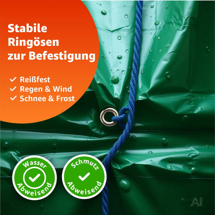Schutzplane 150 g/m² grün - Allzweck Plane & Gartenplane - wasserdichte Plane mit Ösen, Bauplane & Zeltplane für Camping & Garten