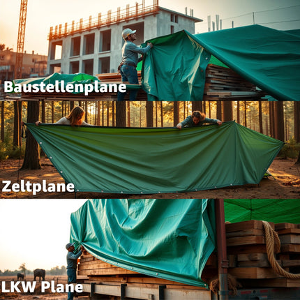 Schutzplane 150 g/m² grün - Allzweck Plane & Gartenplane - wasserdichte Plane mit Ösen, Bauplane & Zeltplane für Camping & Garten