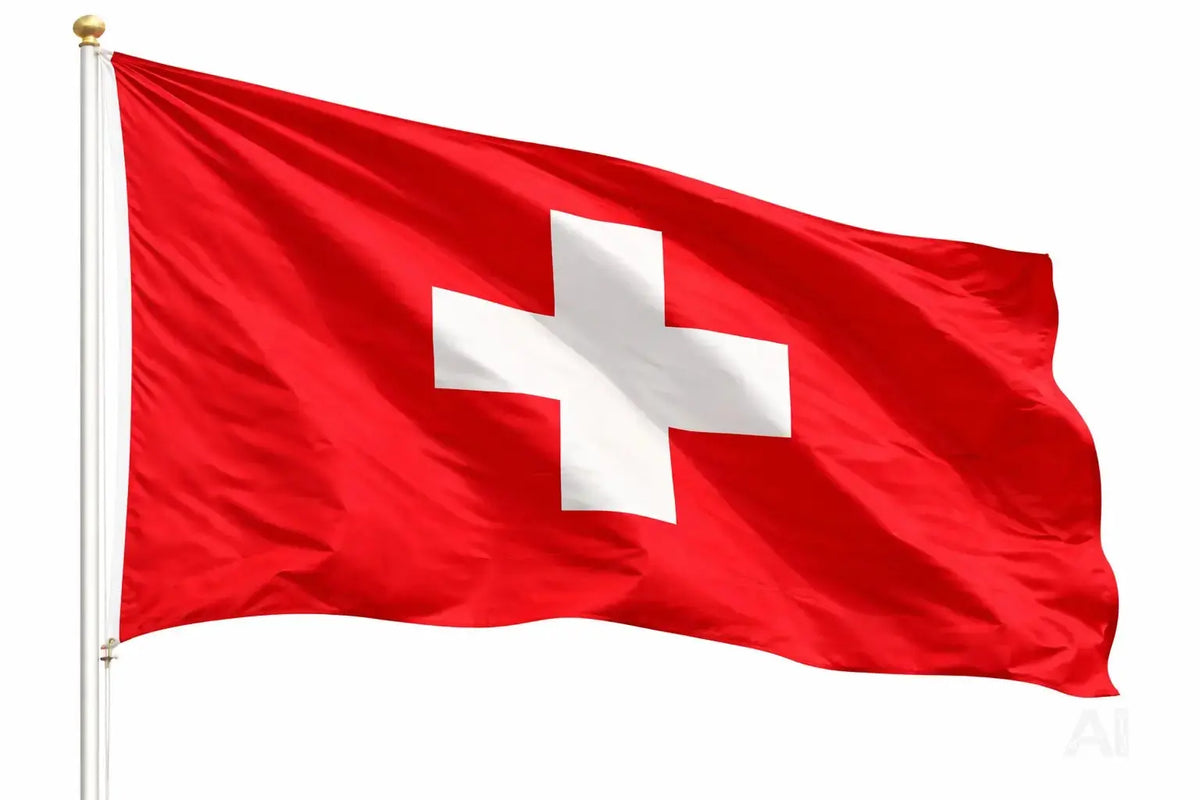 Schweiz Flagge 90x150 cm – WM 2026 Fahne Fanartikel aus strapazierfähigem Polyester mit Metallösen für Weltmeisterschaft