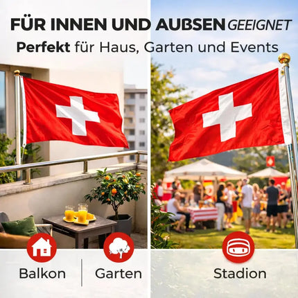 Schweiz Flagge 90x150 cm – WM 2026 Fahne Fanartikel aus strapazierfähigem Polyester – Detailansicht 6