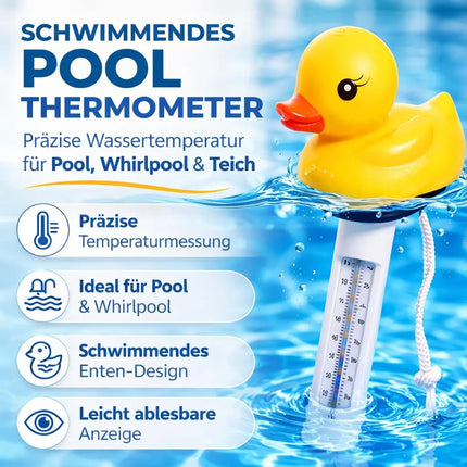 Schwimmendes Pool Thermometer – Wasserthermometer für Pool, Whirlpool & Schwimmbad mit präziser Temperaturmessung (Ente)