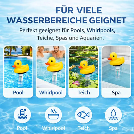 Schwimmendes Pool Thermometer – Wasserthermometer für Pool, Whirlpool & Schwimmbad mit präziser Temperaturmessung (Ente)