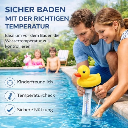 Schwimmendes Pool Thermometer – Wasserthermometer für Pool, Whirlpool & Schwimmbad mit präziser Temperaturmessung (Ente)