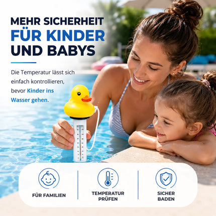 Schwimmendes Pool Thermometer – Wasserthermometer für Pool, Whirlpool & Schwimmbad mit präziser Temperaturmessung (Ente)