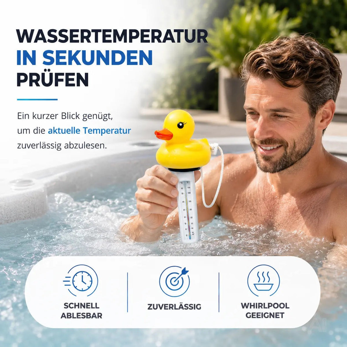 Schwimmendes Pool Thermometer – Wasserthermometer für Pool, Whirlpool & Schwimmbad mit präziser – Detailansicht 3