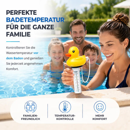 Schwimmendes Pool Thermometer – Wasserthermometer für Pool, Whirlpool & Schwimmbad mit präziser Temperaturmessung (Ente)