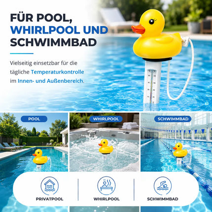 Schwimmendes Pool Thermometer – Wasserthermometer für Pool, Whirlpool & Schwimmbad mit präziser Temperaturmessung (Ente)