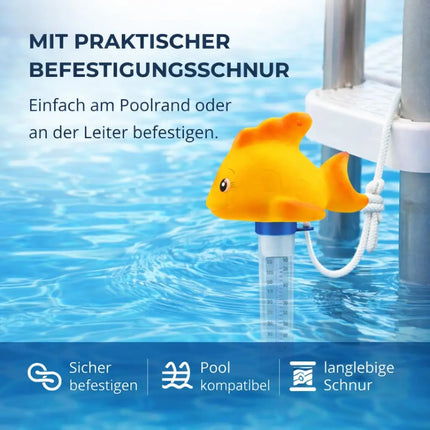 Schwimmendes Pool Thermometer – Wasserthermometer für Pool, Whirlpool & Schwimmbad mit präziser Temperaturmessung (Fisch)