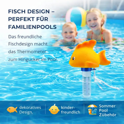 Schwimmendes Pool Thermometer – Wasserthermometer für Pool, Whirlpool & Schwimmbad mit präziser Temperaturmessung (Fisch)