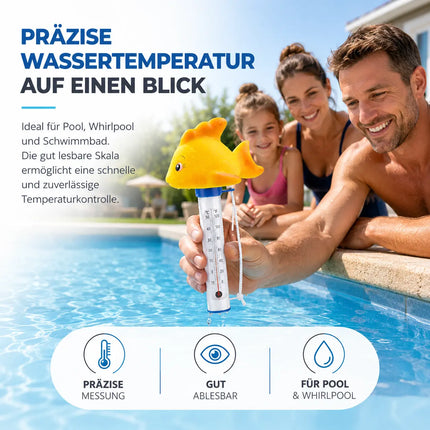 Schwimmendes Pool Thermometer – Wasserthermometer für Pool, Whirlpool & Schwimmbad mit präziser Temperaturmessung (Fisch)