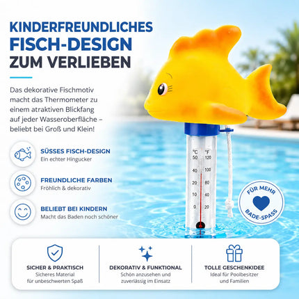 Schwimmendes Pool Thermometer – Wasserthermometer für Pool, Whirlpool & Schwimmbad mit präziser Temperaturmessung (Fisch)