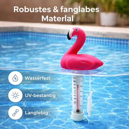 Schwimmendes Pool Thermometer – Wasserthermometer für Pool, Whirlpool & Schwimmbad mit präziser Temperaturmessung (Flamingo)
