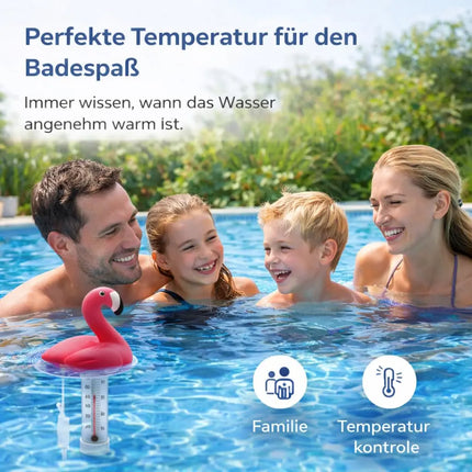Schwimmendes Pool Thermometer – Wasserthermometer für Pool, Whirlpool & Schwimmbad mit präziser Temperaturmessung (Flamingo)