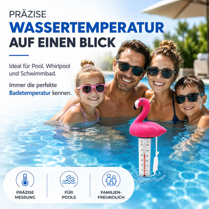 Schwimmendes Pool Thermometer – Wasserthermometer für Pool, Whirlpool & Schwimmbad mit präziser Temperaturmessung (Flamingo)