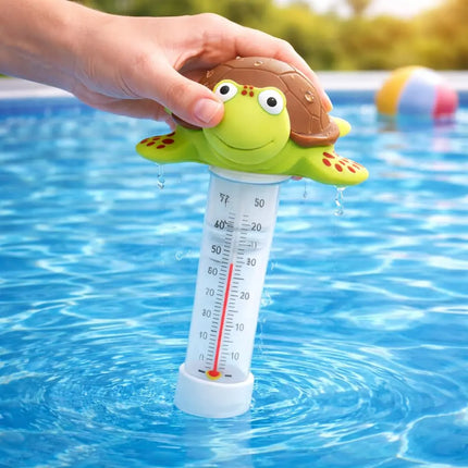 Schwimmendes Pool Thermometer – Wasserthermometer für Pool, Whirlpool & Schwimmbad mit präziser Temperaturmessung (Schildkröte)