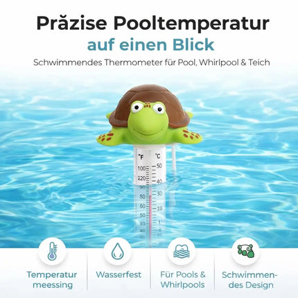 Schwimmendes Pool Thermometer – Wasserthermometer für Pool, Whirlpool & Schwimmbad mit präziser Temperaturmessung (Schildkröte)
