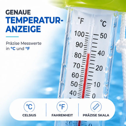 Schwimmendes Pool Thermometer – Wasserthermometer für Pool, Whirlpool & Schwimmbad mit präziser Temperaturmessung (Schildkröte)