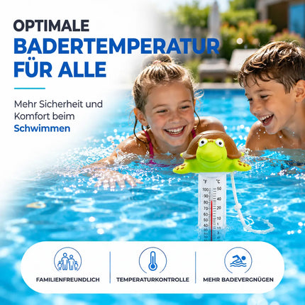 Schwimmendes Pool Thermometer – Wasserthermometer für Pool, Whirlpool & Schwimmbad mit präziser Temperaturmessung (Schildkröte)