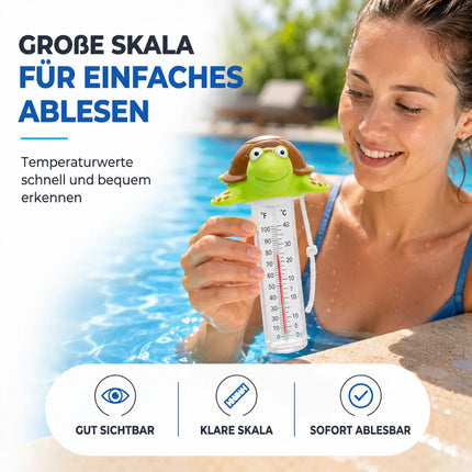 Schwimmendes Pool Thermometer – Wasserthermometer für Pool, Whirlpool & Schwimmbad mit präziser Temperaturmessung (Schildkröte)