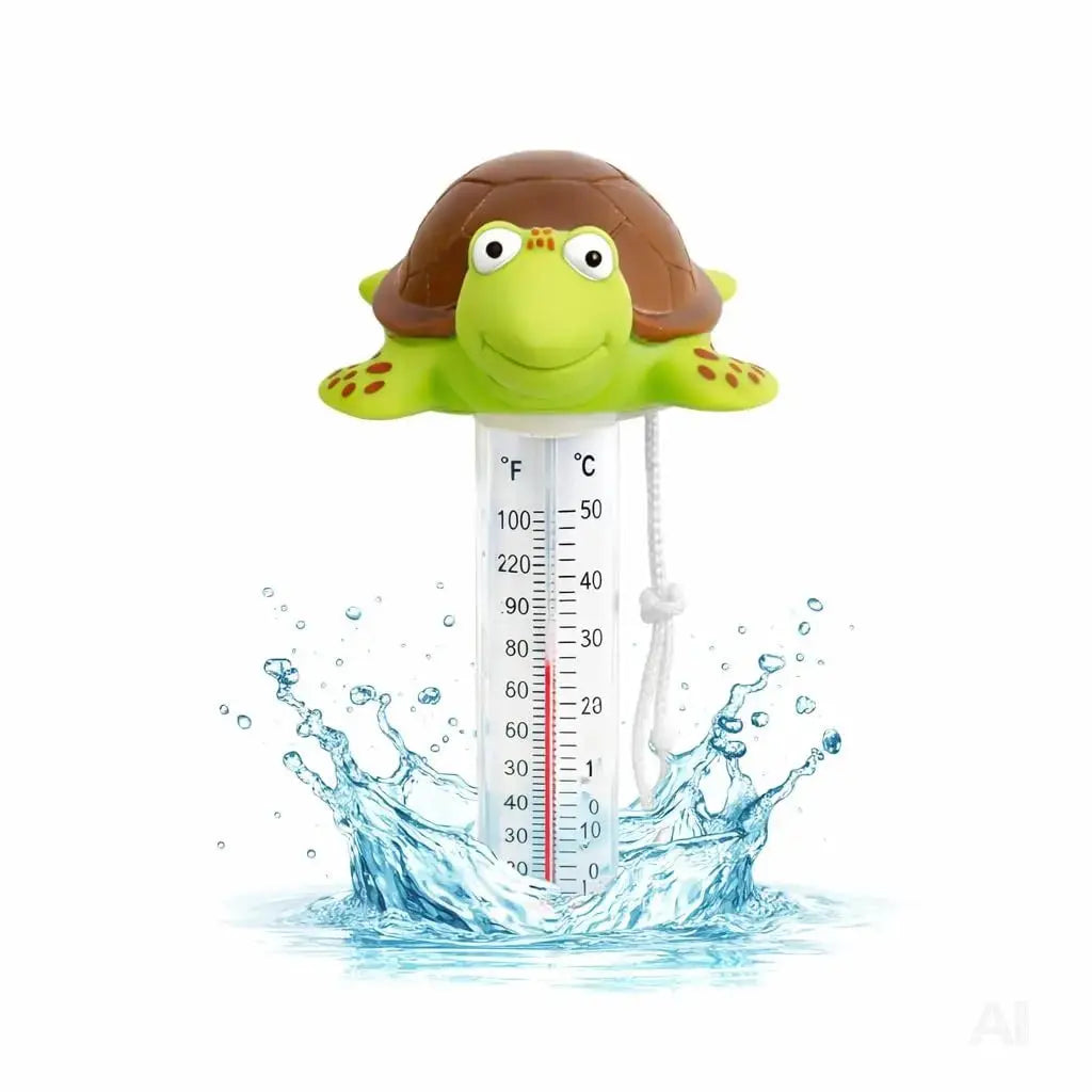 Schwimmendes Pool Thermometer – Wasserthermometer für Pool, Whirlpool & Schwimmbad mit präziser Temperaturmessung (Schildkröte)