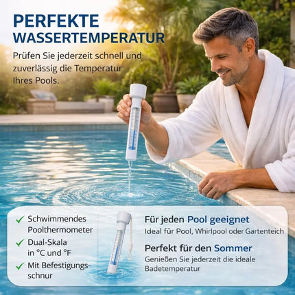 Schwimmendes Pool Thermometer – Wasserthermometer für Pool, Whirlpool & Schwimmbad mit präziser Temperaturmessung (Standard)
