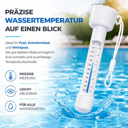 Schwimmendes Pool Thermometer – Wasserthermometer für Pool, Whirlpool & Schwimmbad mit präziser Temperaturmessung (Standard)