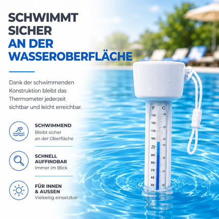 Schwimmendes Pool Thermometer – Wasserthermometer für Pool, Whirlpool & Schwimmbad mit präziser Temperaturmessung (Standard)