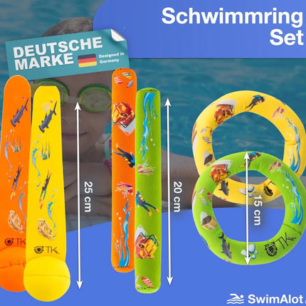 Schwimmring & Tauchring Set - mit Schwimmring, Tauchring, Wurfring - Tauchspielzeug zum Tauchen