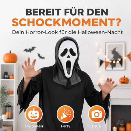 Scream Maske Kostümmaske - für Herren & Damen als Kostüm für Halloween