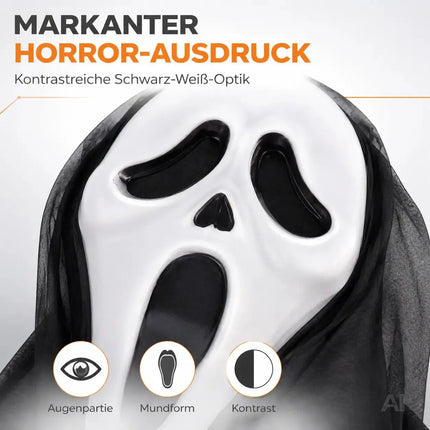 Scream Maske Kostümmaske - für Herren & Damen als Kostüm für Halloween