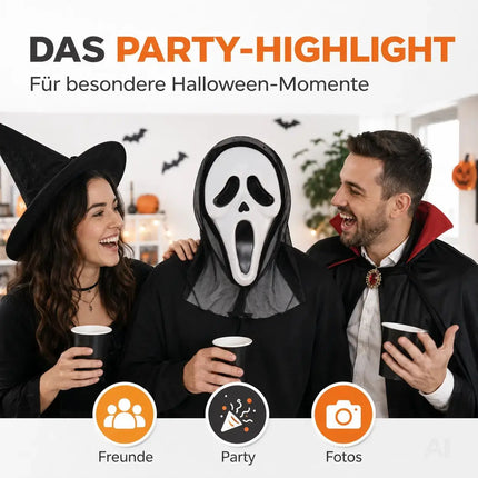 Scream Maske Kostümmaske - für Herren & Damen als Kostüm für Halloween