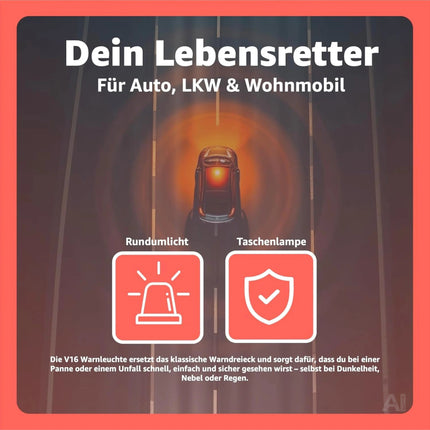 Set 3 in 1 - Warnleuchte V16 - Warnweste & Verbandskasten - Notlicht IDIADA Zulassung Nr – Detailansicht 4