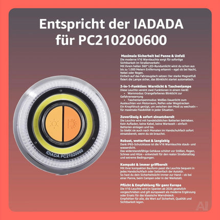 Set 3 in 1 - Warnleuchte V16 - Warnweste & Verbandskasten - Notlicht IDIADA Zulassung Nr – Detailansicht 5