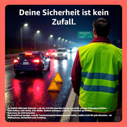 Set 3 in 1 - Warnleuchte V16 - Warnweste & Verbandskasten - Notlicht IDIADA Zulassung Nr – Detailansicht 6