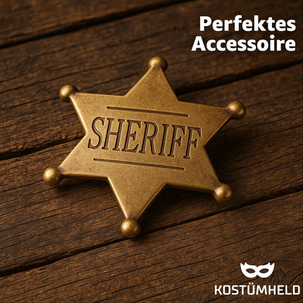 Sheriff Marke – Western Abzeichen für Gesetzeshüter- & Cowboykostüme - Fasching