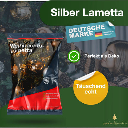 Silber Lametta Weihnachten - Stanniol Metal Technology - täuschend echt - als Deko Dekoration zu Weihnachten