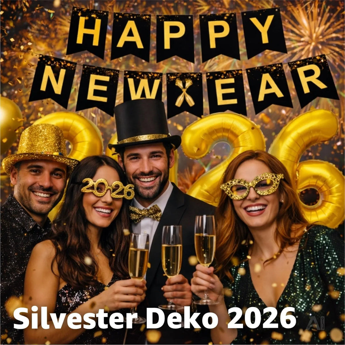 Silvester Deko Set 2026 – Neujahrsdeko für Party & Feier | Happy New Year Dekoration – Detailansicht 2