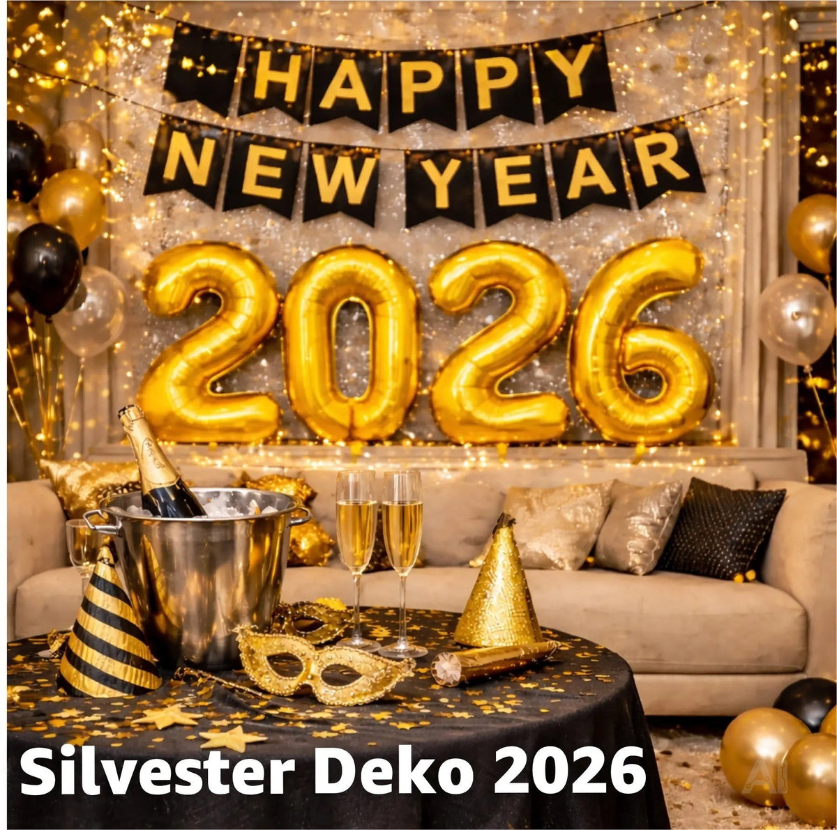 Silvester Deko Set 2026 – Neujahrsdeko für Party & Feier | Happy New Year Dekoration – Detailansicht 2