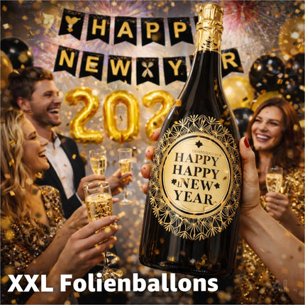 Silvester Deko Set 2026 – Neujahrsdeko für Party & Feier | Happy New Year Dekoration mit Ballons, Girlande & Party-Accessoires (Deko Set 02)