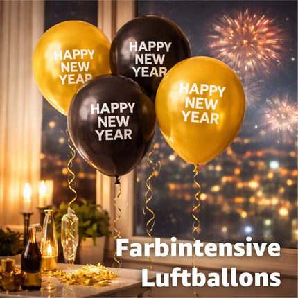 Silvester Deko XXL Set - 2026 - mit über 50 Teilen wie XXL Happy new year Ballon, Luftschlangen, Konfetti uvm
