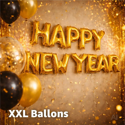 Silvester Dekoration Set - 2026 - Neujahrsdeko mit Ballon, Luftschlangen, Konfetti uvm - Happy New Year - Deko zu Neujahr New Year Decoration