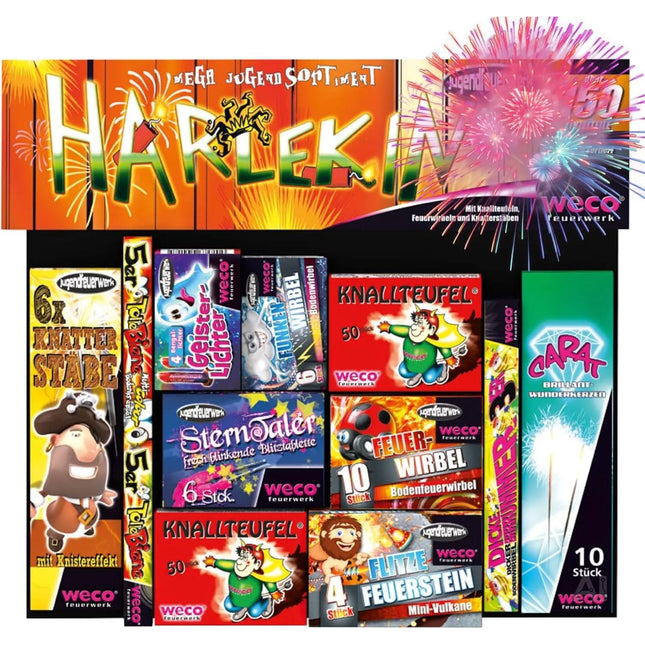 Silvester-Feuerwerk Set für Neujahrsfeiern – inkl. Wunderkerzen, Knallerbsen und Partyartikeln